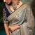 Grey woven fancy fabric saree with blouse