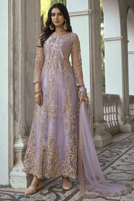 Lavender embroidered net salwar 1