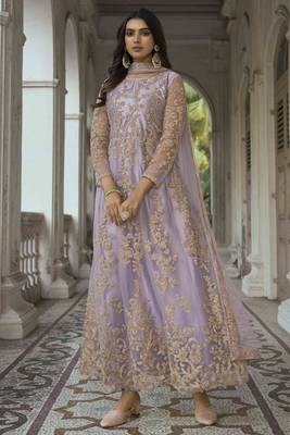 Lavender embroidered net salwar 2