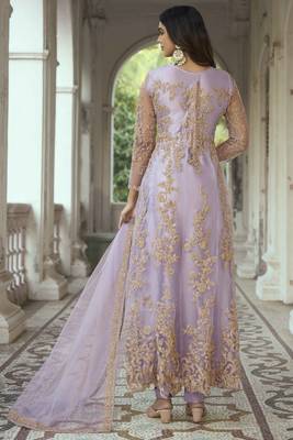 Lavender embroidered net salwar 3