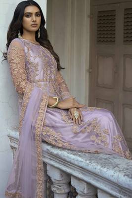 Lavender embroidered net salwar 4