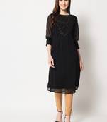 ARDITA Women Black Chiffon Embelllished kurti 