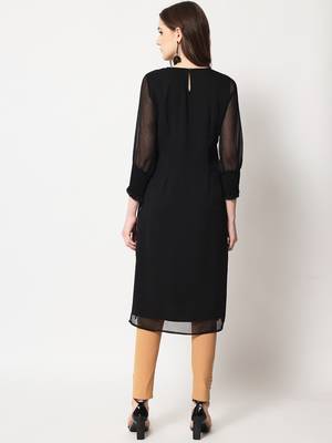 ARDITA Women Black Chiffon Embelllished kurti  2