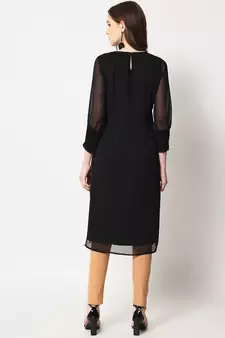 ARDITA Women Black Chiffon Embelllished kurti 