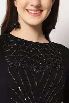ARDITA Women Black Chiffon Embelllished kurti 
