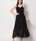 ARDITA Women Black Chiffon Embellished Open Back Dress