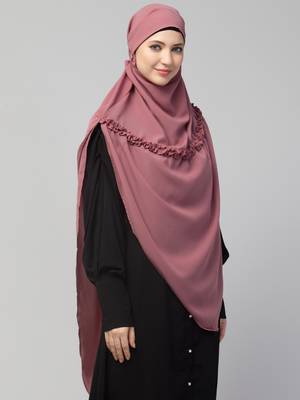 Nazneen Frill around shoulder, Triangle instant ready to wear tie at back Trendy Hijab 3