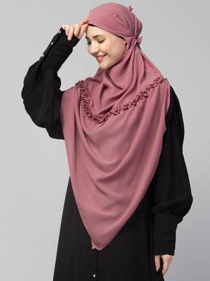 Nazneen Frill around shoulder, Triangle instant ready to wear tie at back Trendy Hijab 4