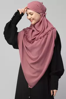Nazneen Frill around shoulder, Triangle instant ready to wear tie at back Trendy Hijab