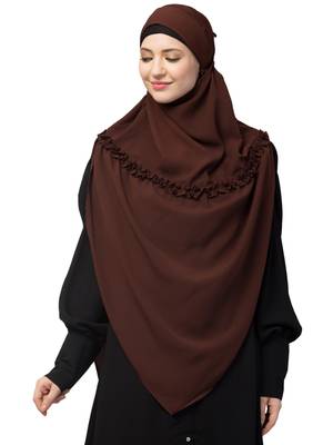 Nazneen Frill around shoulder, Triangle instant ready to wear tie at back Trendy Hijab 1