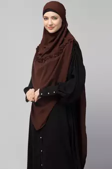 Nazneen Frill around shoulder, Triangle instant ready to wear tie at back Trendy Hijab
