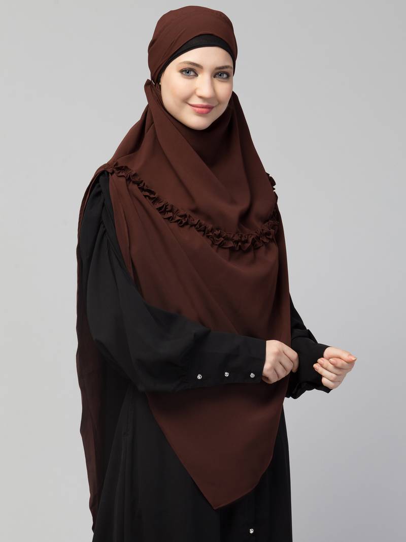 Nazneen Frill around shoulder, Triangle instant ready to wear tie at back Trendy Hijab