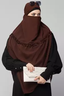 Nazneen Frill around shoulder, Triangle instant ready to wear tie at back Trendy Hijab