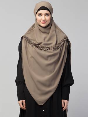 Nazneen Frill around shoulder, Triangle instant ready to wear tie at back Trendy Hijab 2