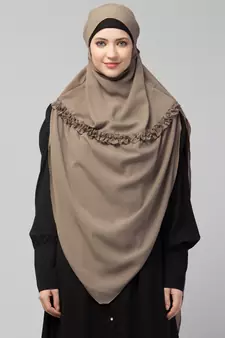 Nazneen Frill around shoulder, Triangle instant ready to wear tie at back Trendy Hijab