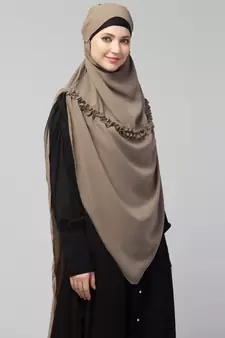 Nazneen Frill around shoulder, Triangle instant ready to wear tie at back Trendy Hijab