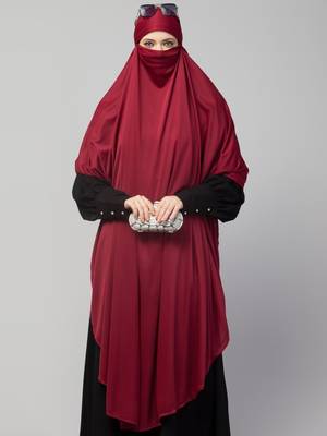 Nazneen ready to wear instant tie at back long Jersey hijab 5
