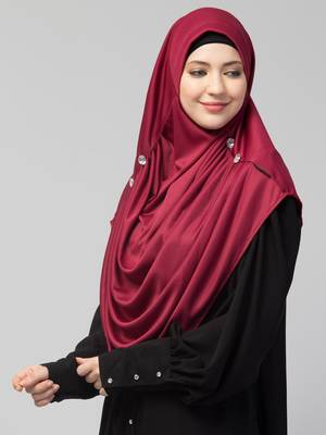 Nazneen front gather & pleated with Cristal stone ready to wear prayer Hijab 2