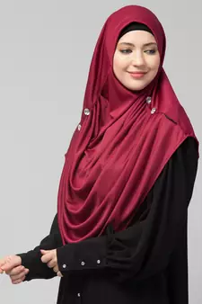 Nazneen front gather & pleated with Cristal stone ready to wear prayer Hijab