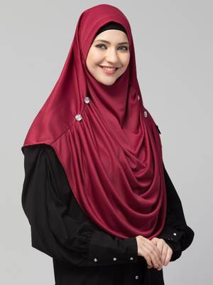 Nazneen front gather & pleated with Cristal stone ready to wear prayer Hijab 3