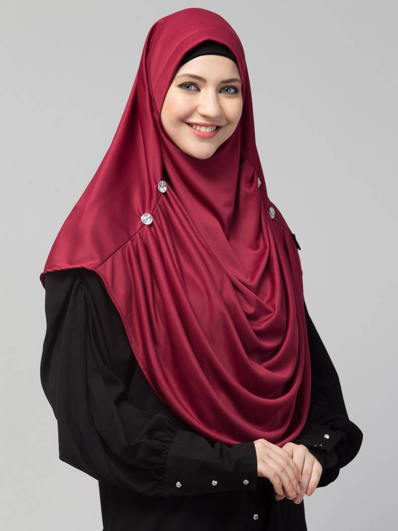 Nazneen front gather & pleated with Cristal stone ready to wear prayer Hijab