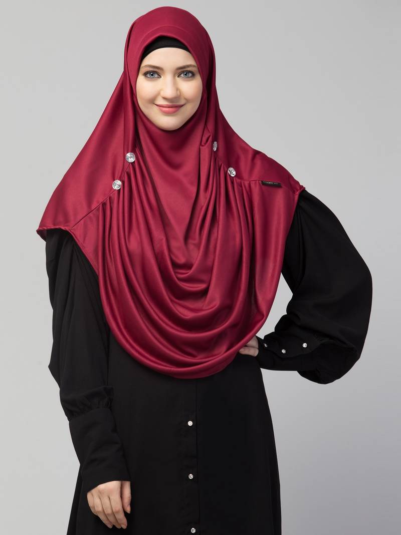 Nazneen front gather & pleated with Cristal stone ready to wear prayer Hijab