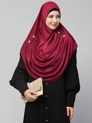 Nazneen front gather & pleated with Cristal stone ready to wear prayer Hijab 5