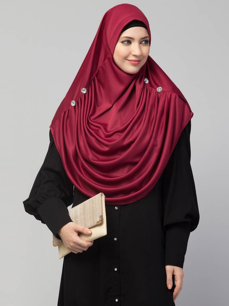 Nazneen front gather & pleated with Cristal stone ready to wear prayer Hijab