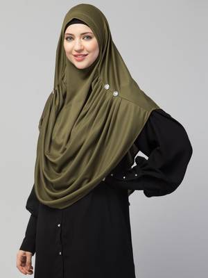 Nazneen front gather & pleated with Cristal stone ready to wear prayer Hijab 2