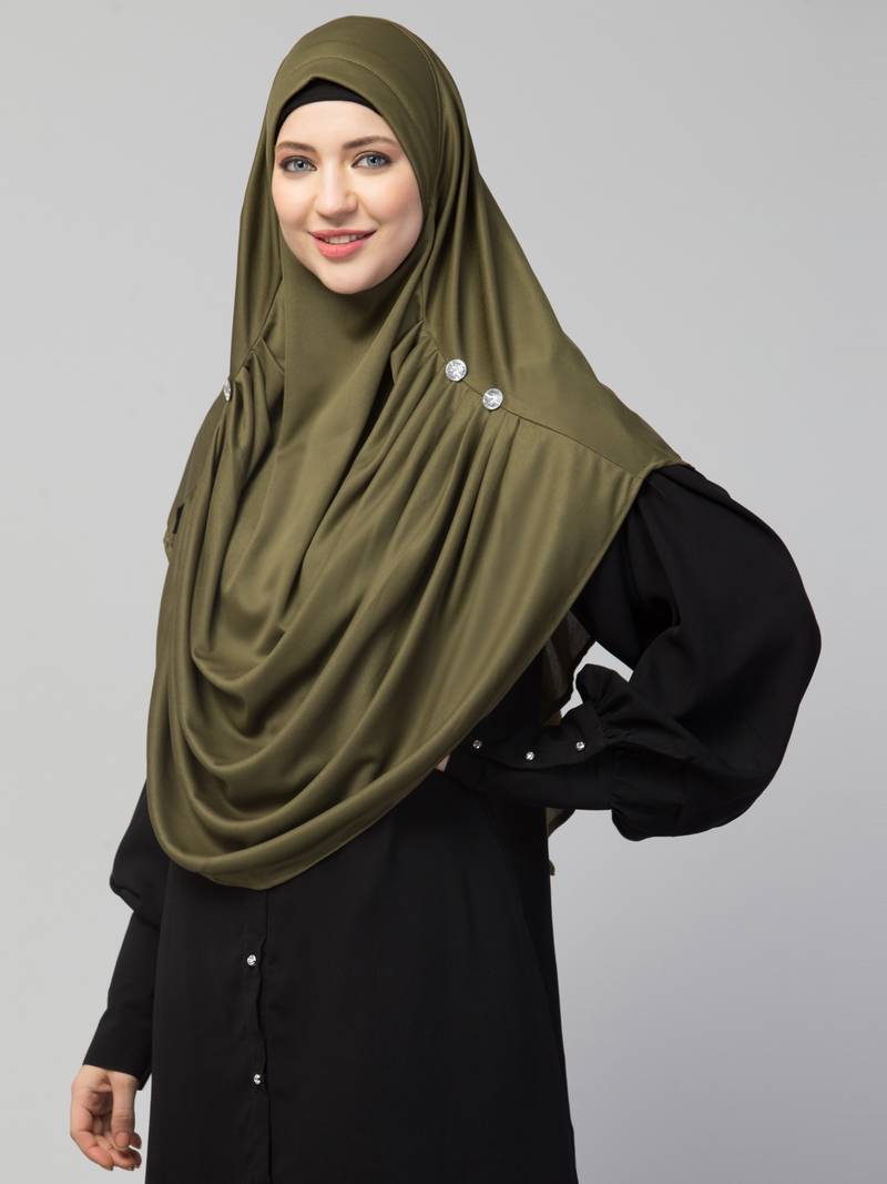 Nazneen front gather & pleated with Cristal stone ready to wear prayer Hijab