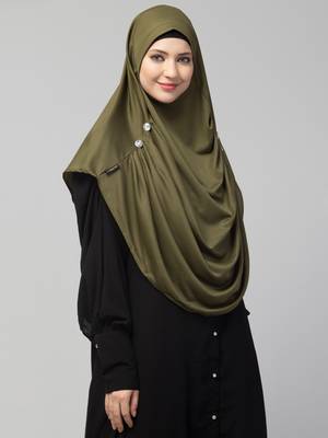 Nazneen front gather & pleated with Cristal stone ready to wear prayer Hijab 3