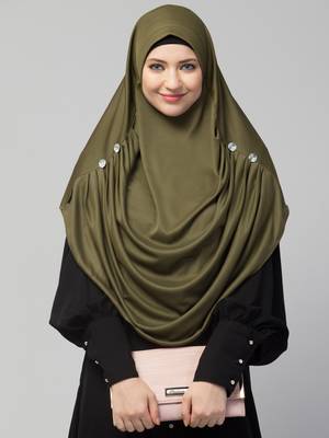 Nazneen front gather & pleated with Cristal stone ready to wear prayer Hijab 5