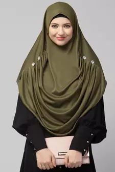 Nazneen front gather & pleated with Cristal stone ready to wear prayer Hijab