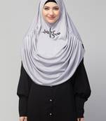  Nazneen Islamic Calligraphy printed front gather & pleated with Cristal stone ready to wear prayer Hijab 