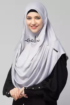  Nazneen Islamic Calligraphy printed front gather & pleated with Cristal stone ready to wear prayer Hijab 