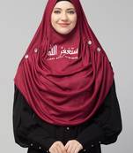  Nazneen Islamic Calligraphy printed front gather & pleated with Cristal stone ready to wear prayer Hijab 