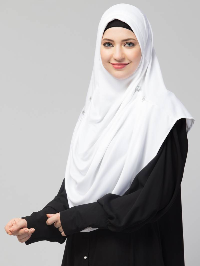 Nazneen front gather & pleated with Cristal stone ready to wear prayer Hijab