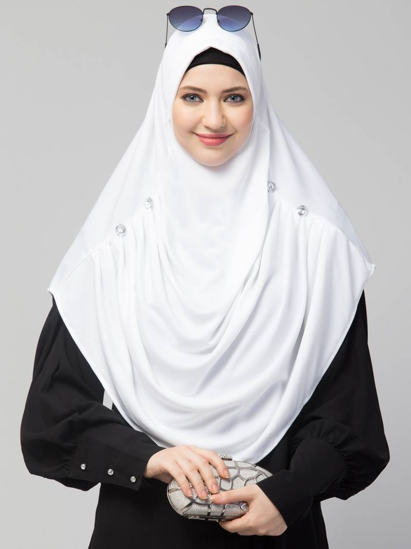 Nazneen front gather & pleated with Cristal stone ready to wear prayer Hijab