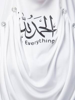  Nazneen Islamic Calligraphy printed front gather & pleated with Cristal stone ready to wear prayer Hijab  3