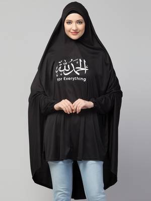 Black Polyester Gold Printed Hijab 1