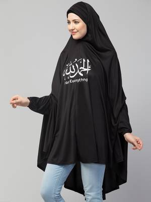 Black Polyester Gold Printed Hijab 2