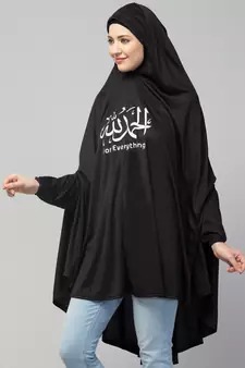 Black Polyester Gold Printed Hijab