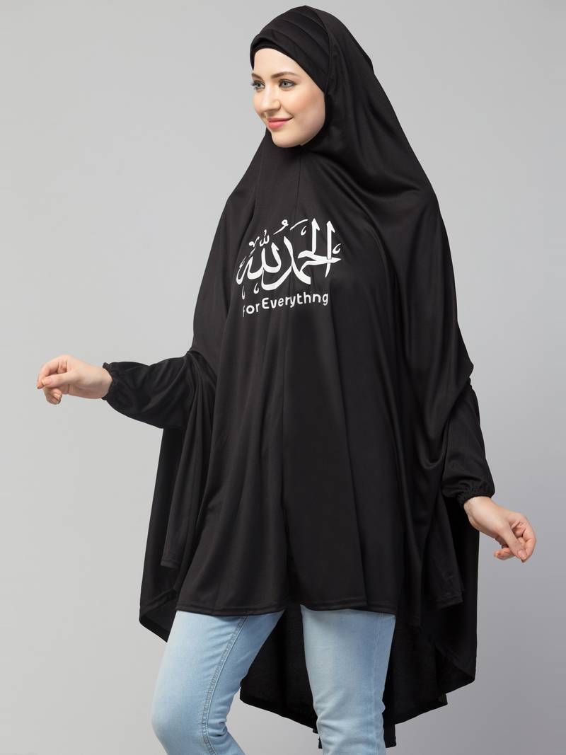 Black Polyester Gold Printed Hijab