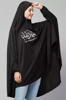 Black Polyester Gold Printed Hijab