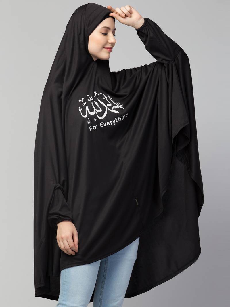 Black Polyester Gold Printed Hijab