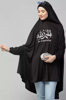Black Polyester Gold Printed Hijab