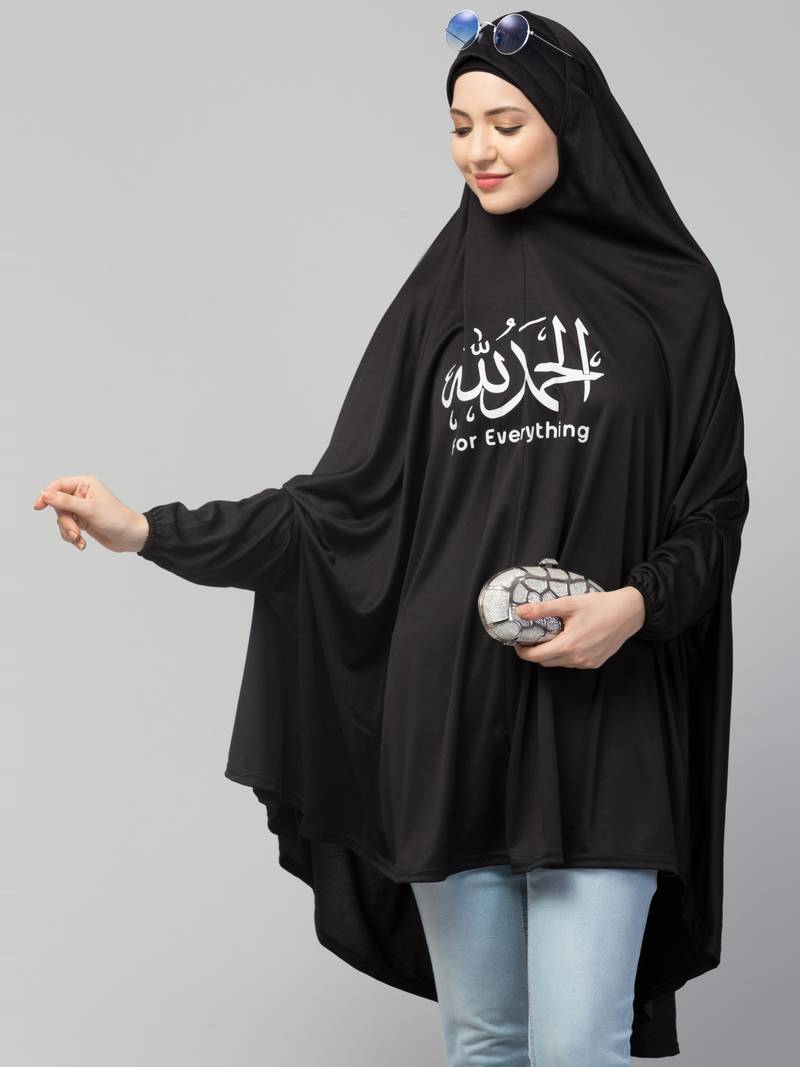 Black Polyester Gold Printed Hijab