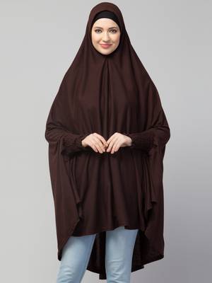 Nazneen stretchable Jersey smoking at  sleeve  Jilbab cum prayer khimar  Hijab 1