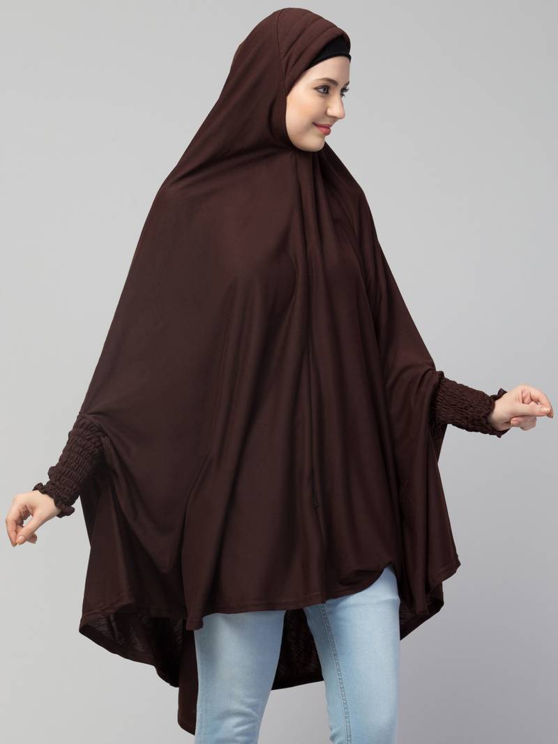 Nazneen stretchable Jersey smoking at  sleeve  Jilbab cum prayer khimar  Hijab