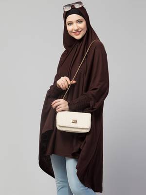 Nazneen stretchable Jersey smoking at  sleeve  Jilbab cum prayer khimar  Hijab 5